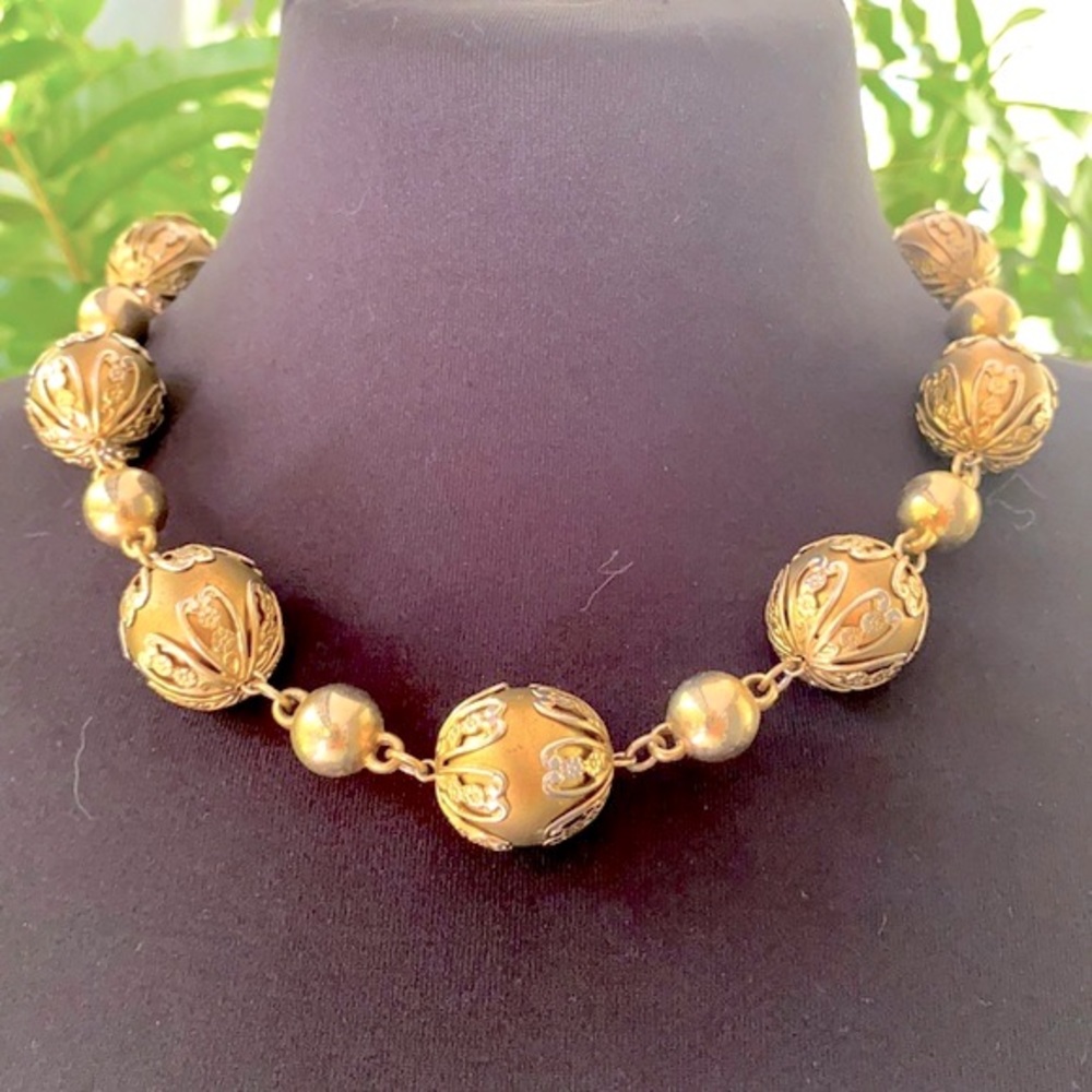 Antique Gold Ball Necklace